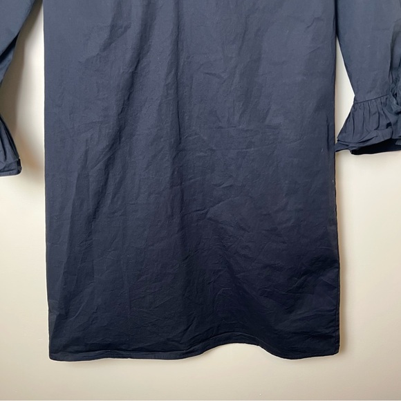 J.Crew Women’s V Neck Ruffle 1/2 Sleeve Shift Mini Dress Cotton Black Size 6 - Picture 3 of 8